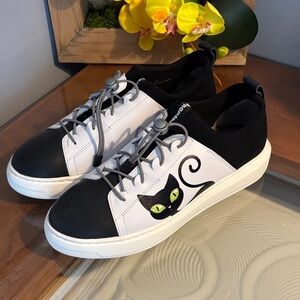 Black and White Cat Sneakers